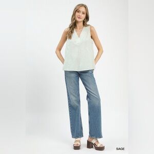 Umgee Mixed Stripe Sleeveless V-Neck Top🆕